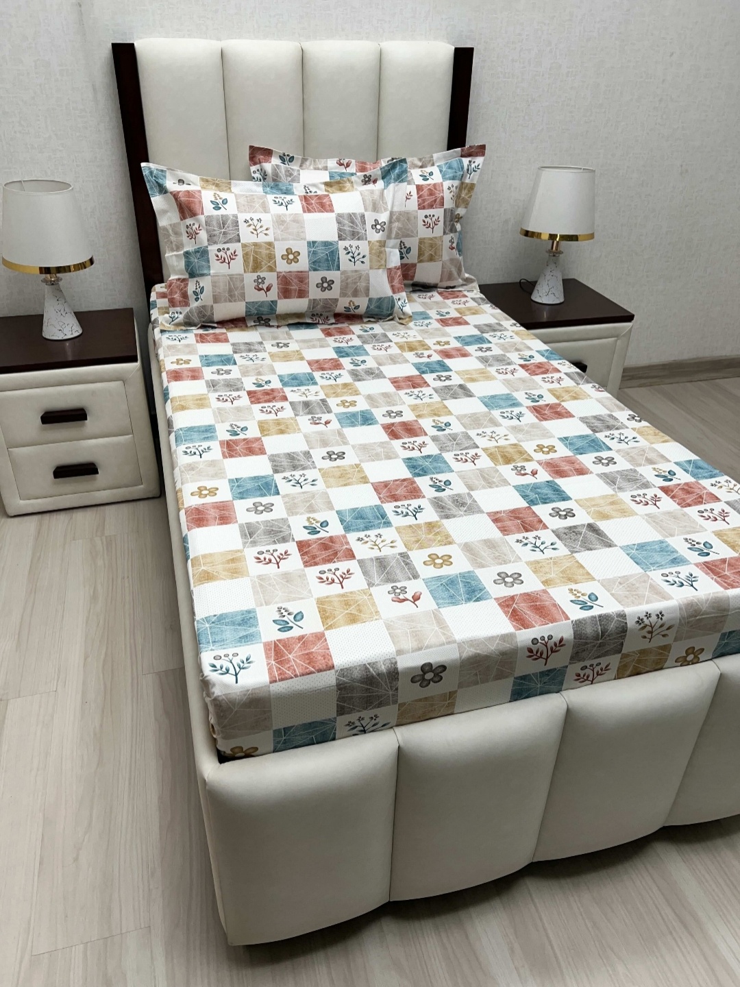 

Pure Decor Cotton Single Bed Size Bedsheet With 2 Pillow Covers 1.73m X 2.36m, White