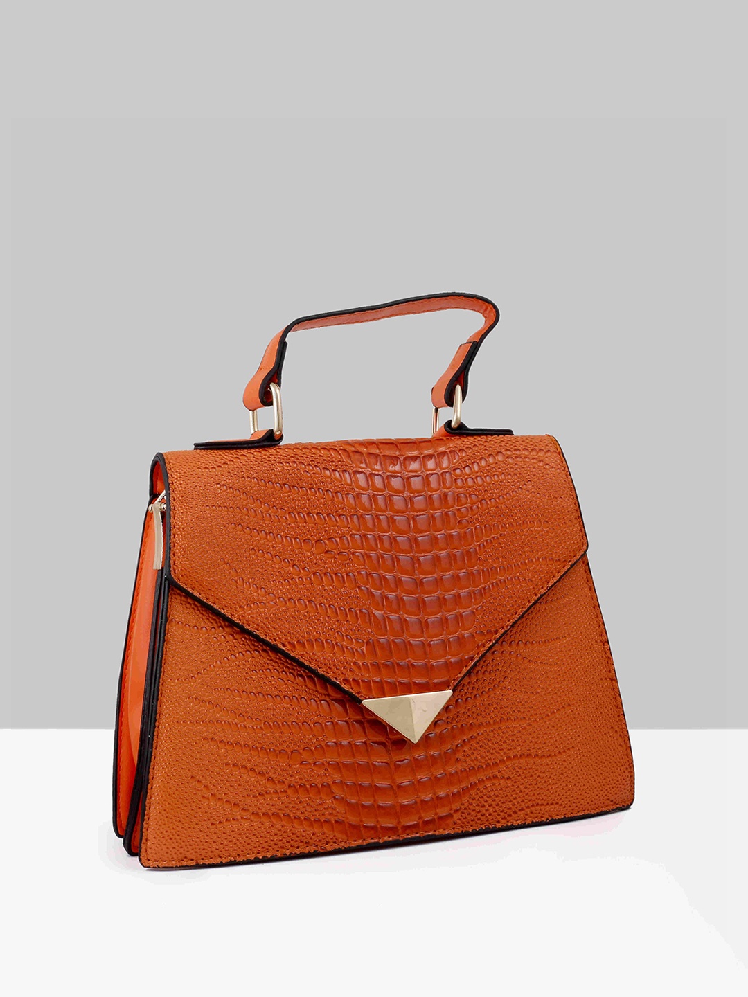 

Filauri Women Textured Structured Leather Handheld Bag, Orange