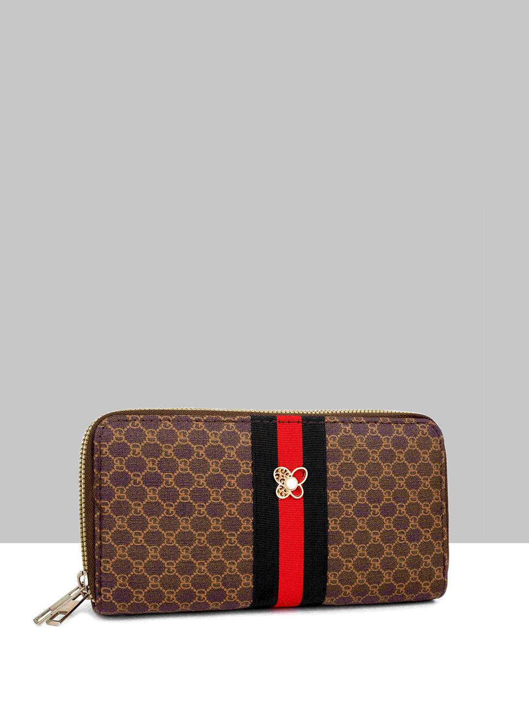 

Filauri Women Typography Printed Textured Pouch, Brown