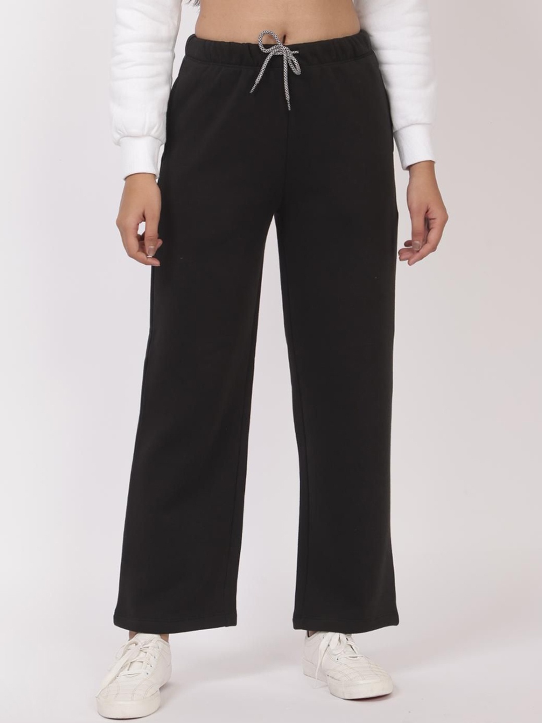 

Mlada Women Winter Flared-Fit Cotton Track Pants, Black