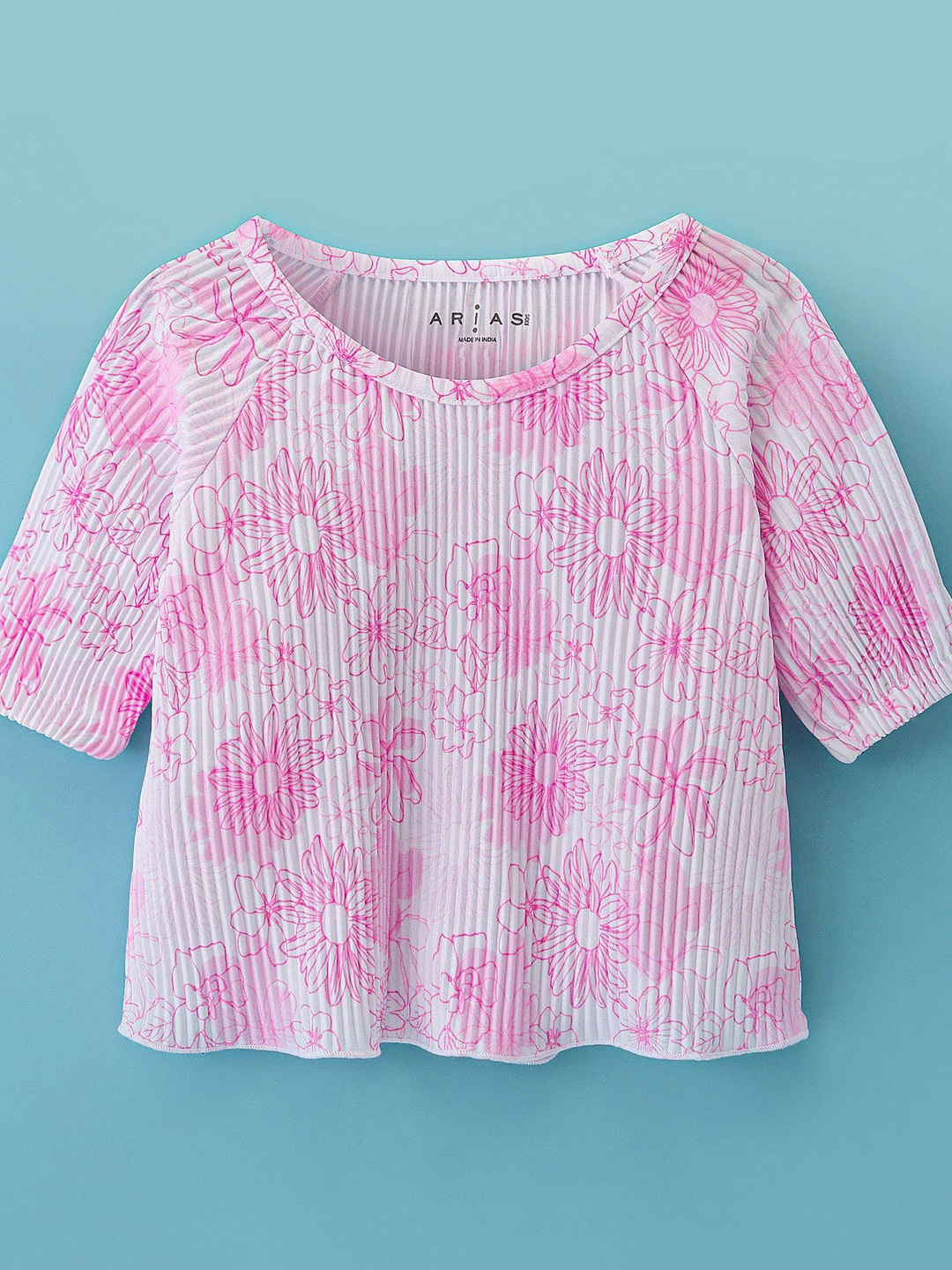 

ARIAS By LARA DUTTA Girls Floral Printed Top, Pink