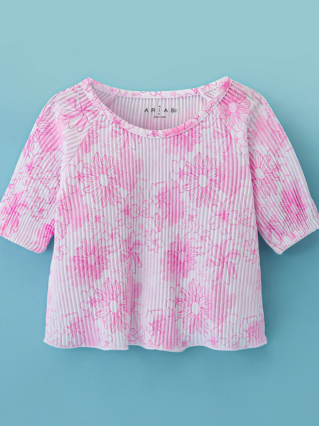

ARIAS By LARA DUTTA Girls Floral Printed Georgette Top, Pink