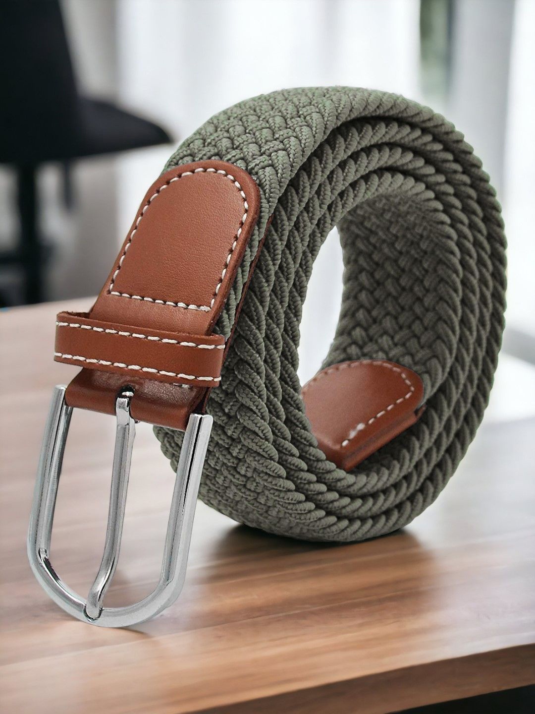 

Provogue Men Braided Belt, Grey