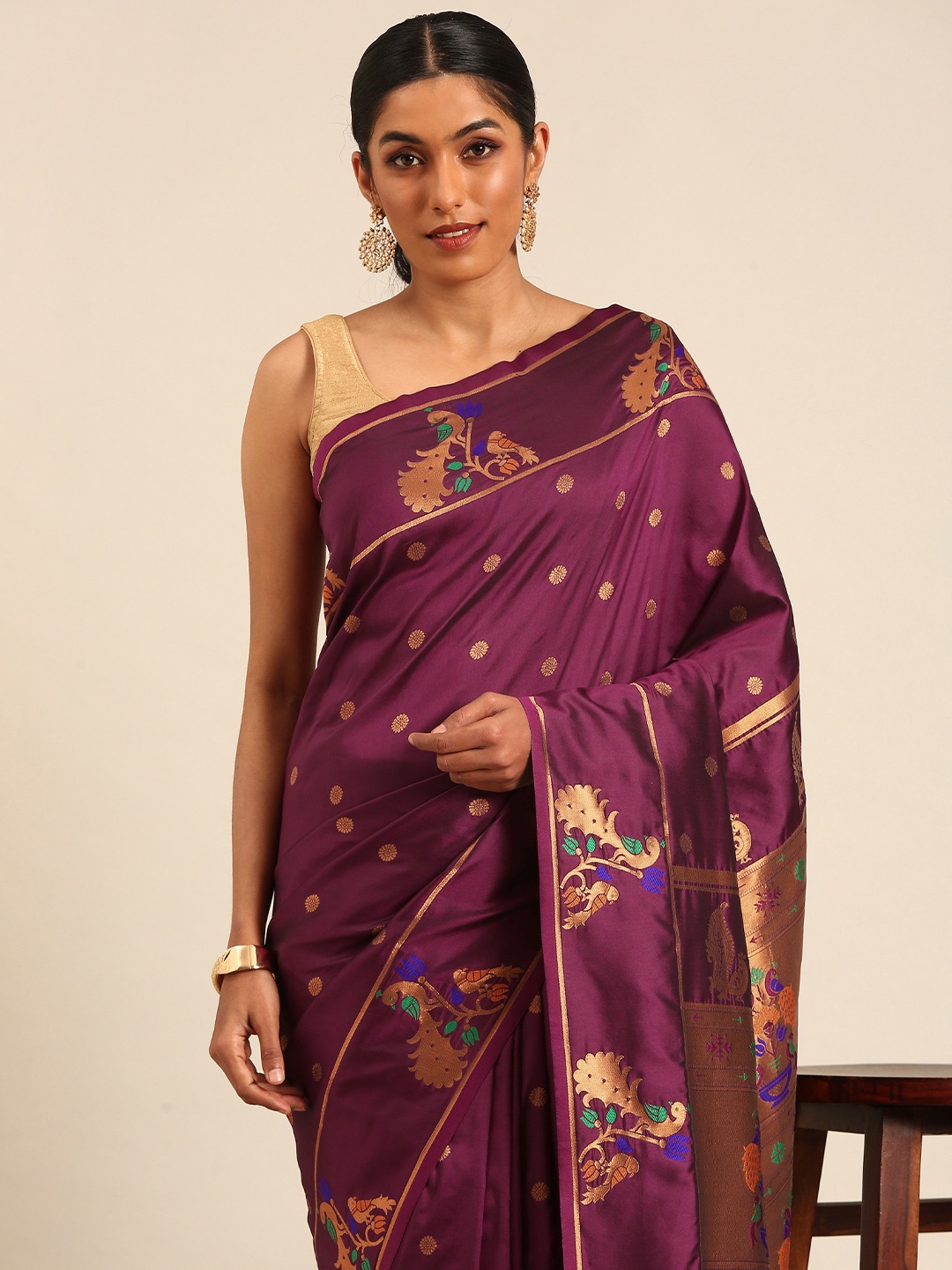 

Mitera Woven Design Zari Saree, Maroon