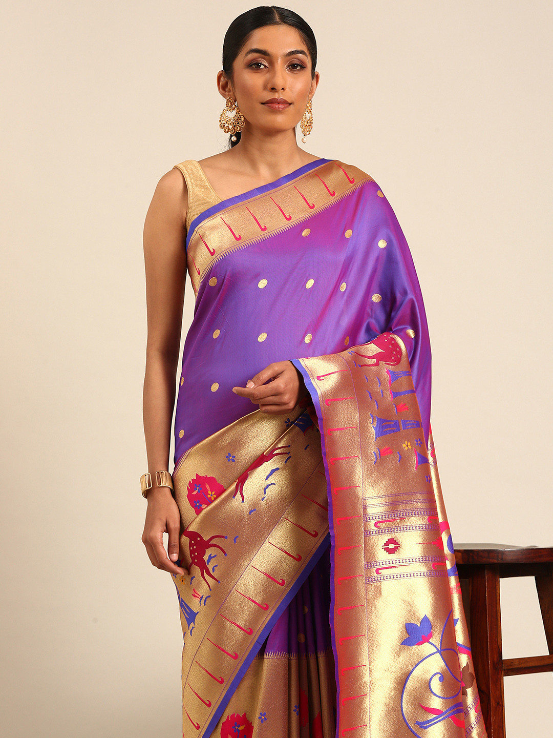 

Mitera Woven Design Paithani Designer Saree, Violet