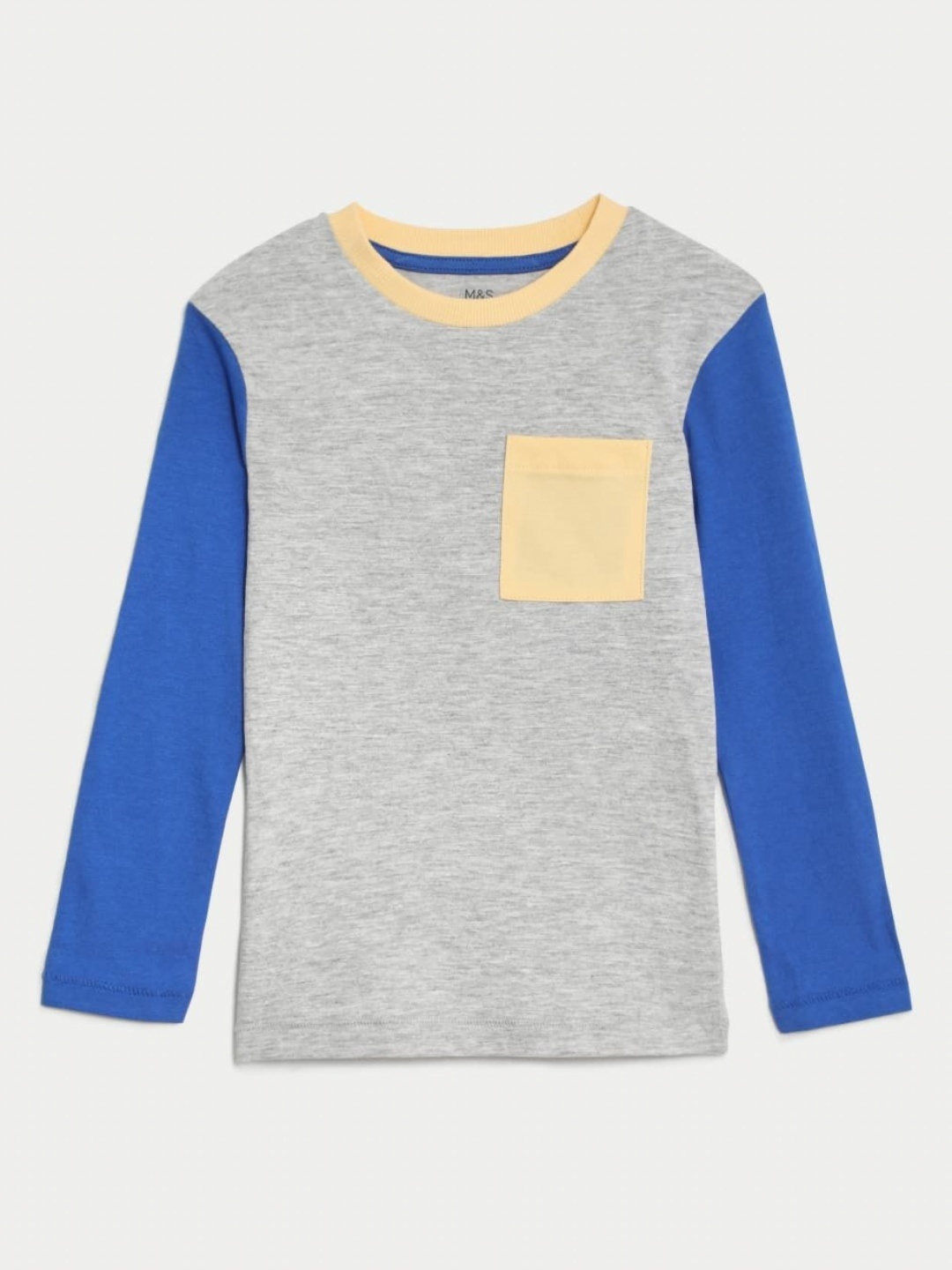 

Marks & Spencer Boys Colourblocked Round Neck Cotton T-shirt, Grey