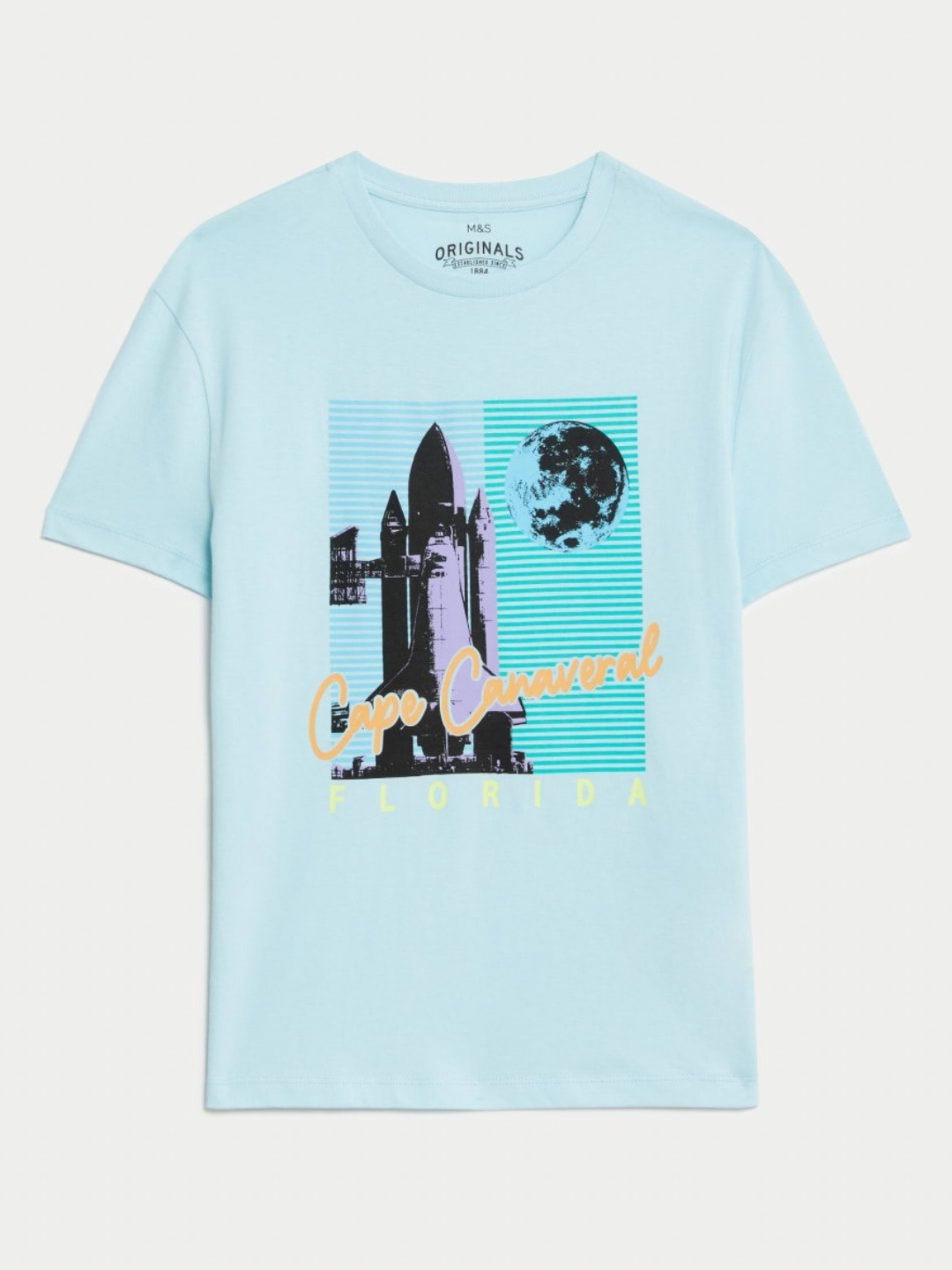

Marks & Spencer Unisex Kids Graphic Printed Round Neck Cotton T-shirt, Blue