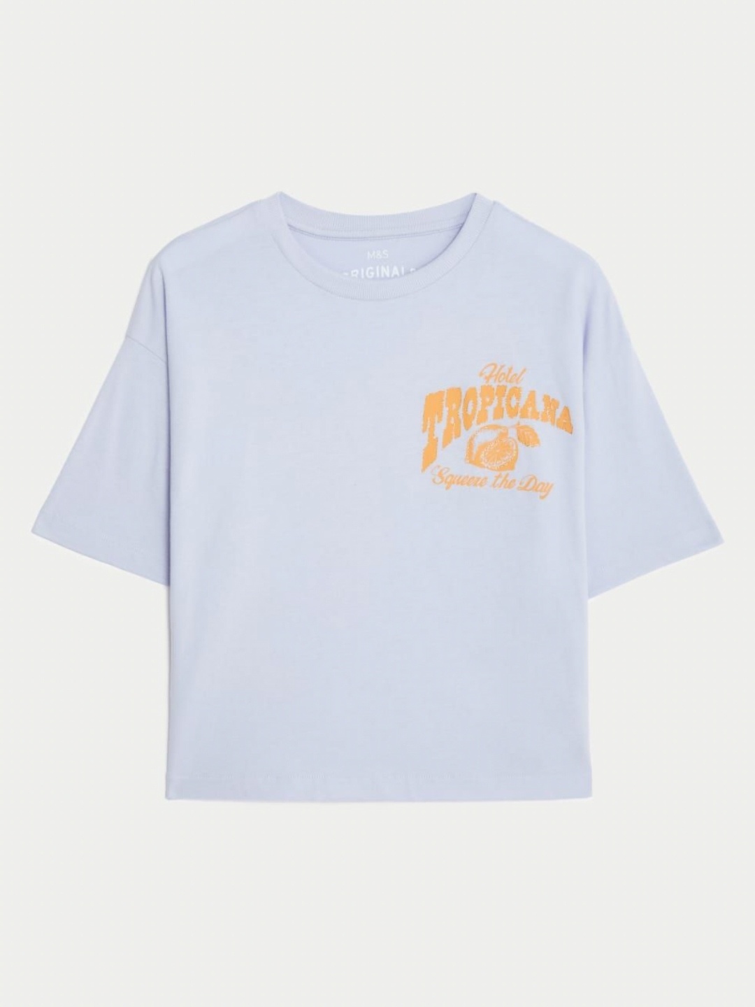 

Marks & Spencer Girls Graphic Printed Round Neck Cotton T-shirt, Lavender