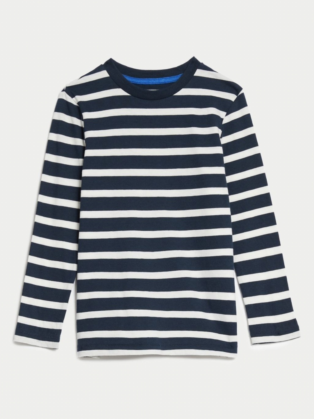 

Marks & Spencer Boys Striped Round Neck Cotton T-shirt, Navy blue