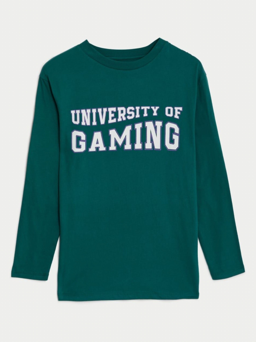

Marks & Spencer Boys Typography Printed Round Neck Cotton T-shirt, Green