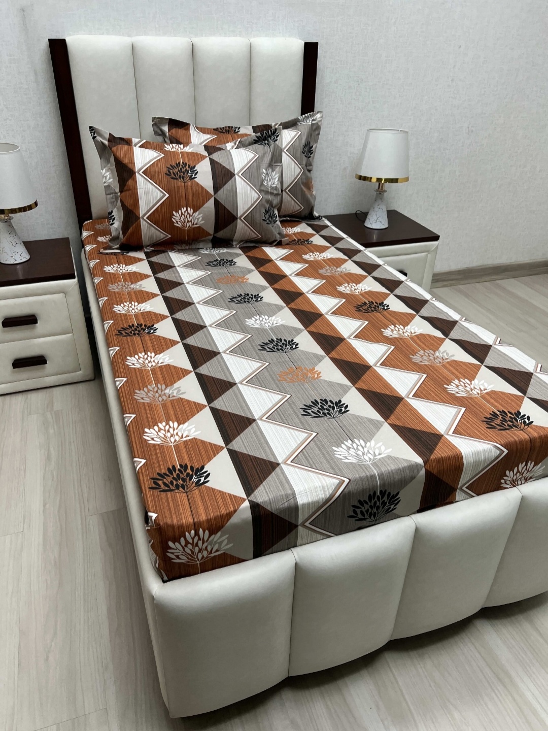 

Pure Decor Cotton Single Bed Size Bedsheet With 2 Pillow Covers 1.73m X 2.36m, Brown