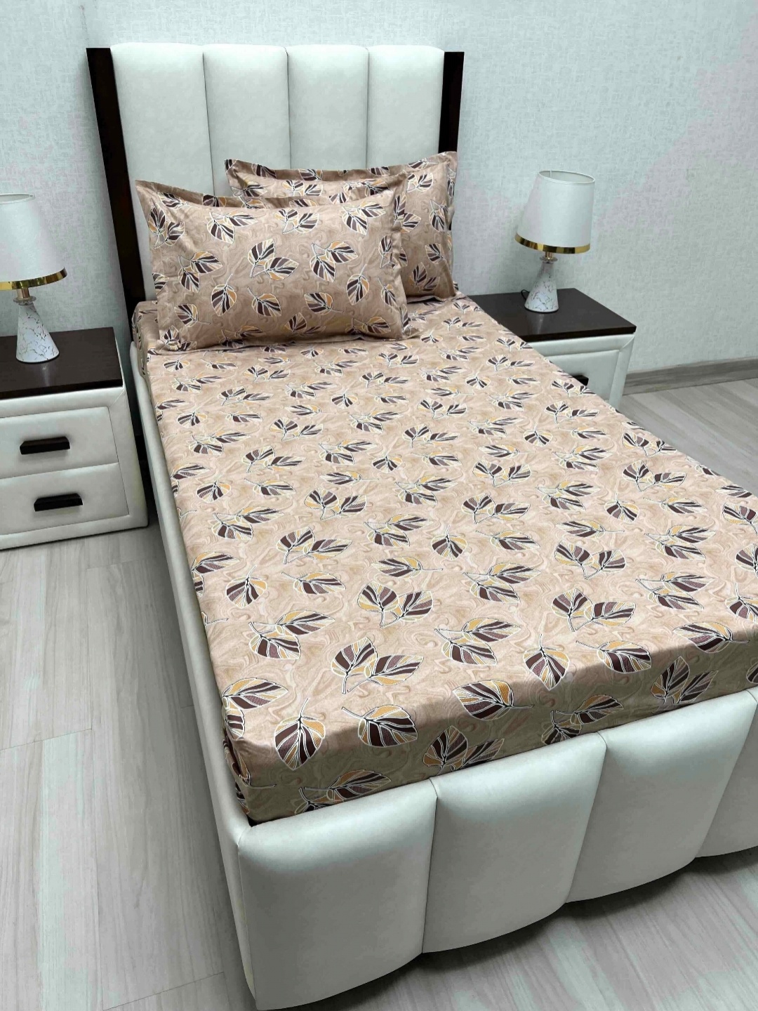 

Pure Decor Cotton Single Bed Size Bedsheet With 2 Pillow Covers 1.73m X 2.36m, Brown