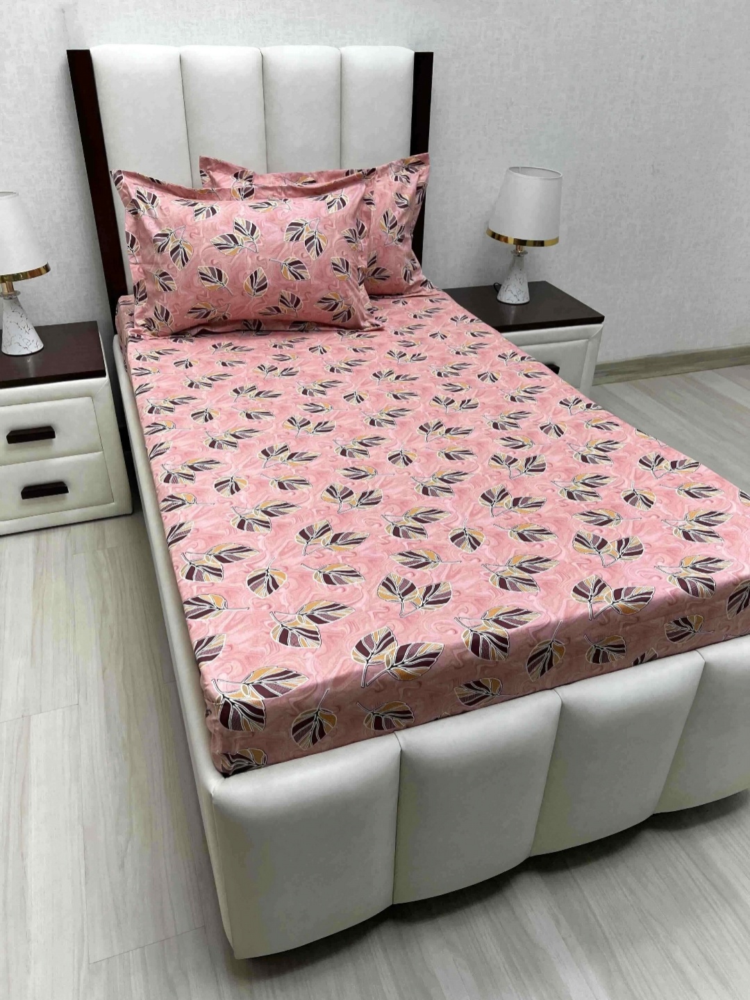 

Pure Decor Cotton Single Bed Size Bedsheet With 2 Pillow Covers 1.73m X 2.36m, Pink