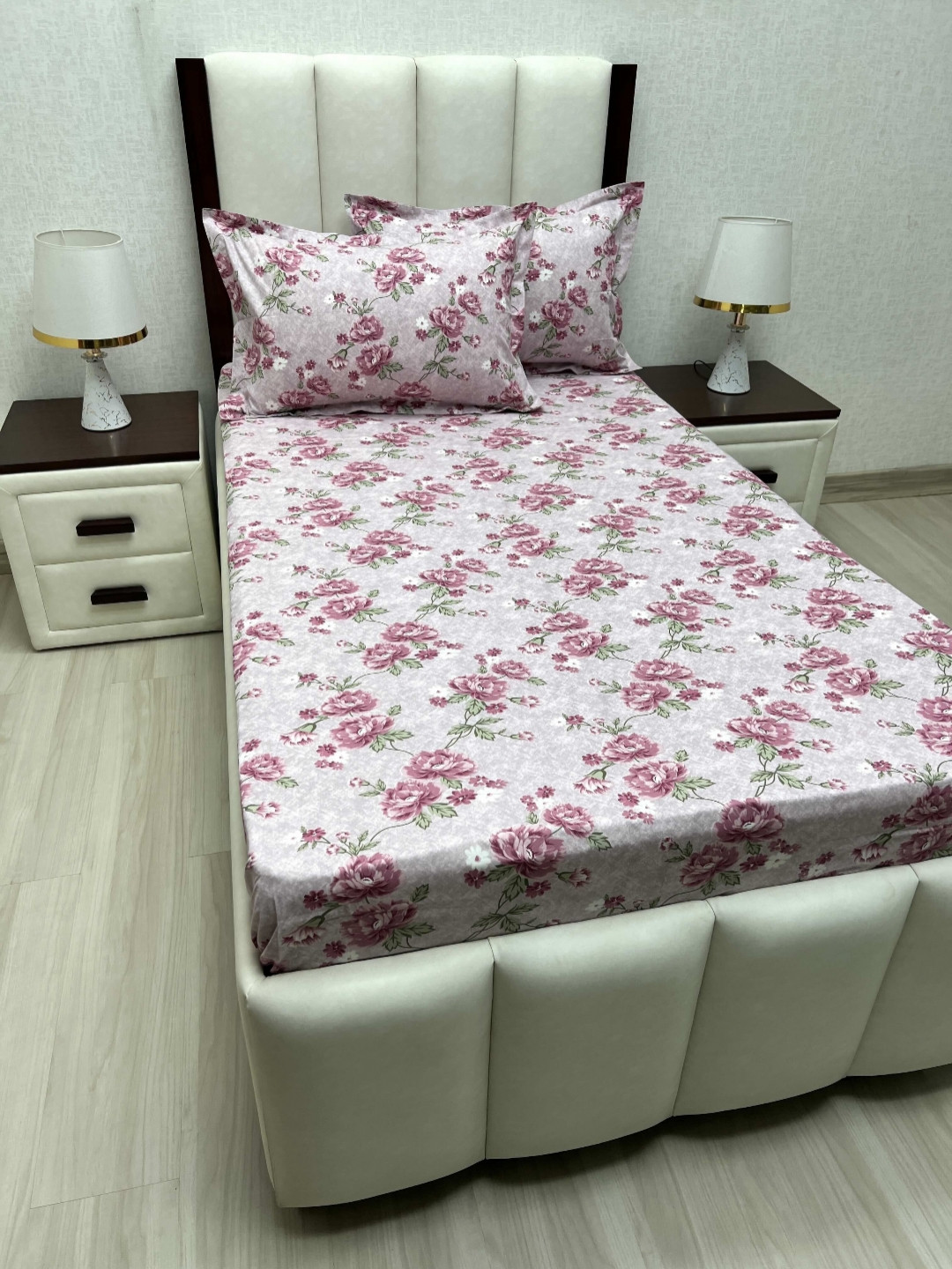 

Pure Decor Cotton Single Bed Size Bedsheet With 2 Pillow Covers 1.73m X 2.36m, Purple