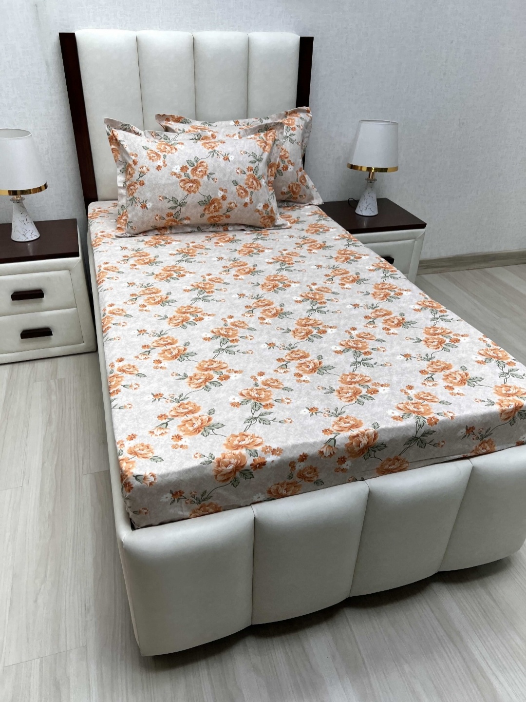

Pure Decor Cotton Single Bed Size Bedsheet With 2 Pillow Covers 1.73m X 2.36m, Brown
