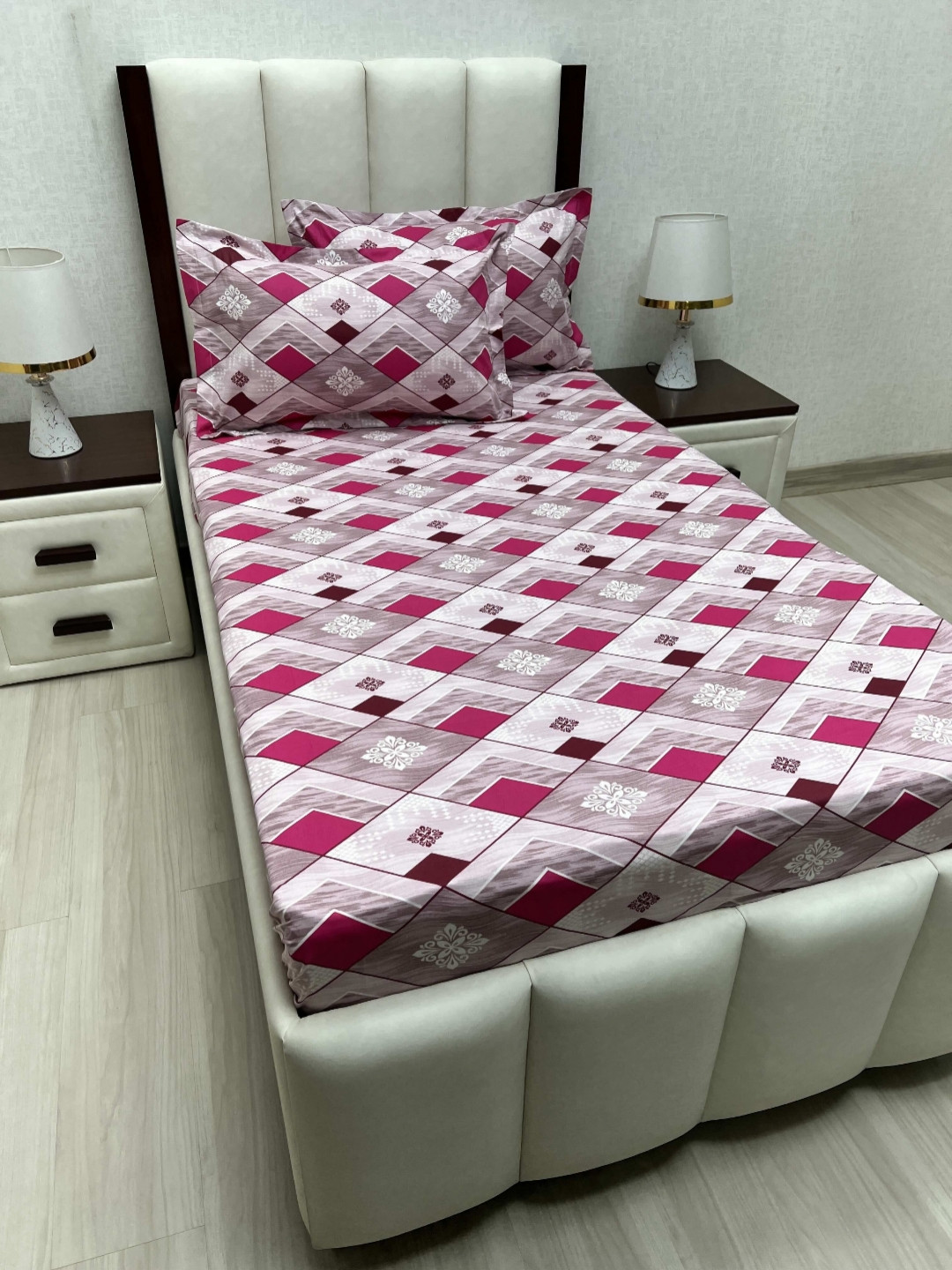 

Pure Decor Cotton Single Bed Size Bedsheet With 2 Pillow Covers 1.73m X 2.36m, Purple