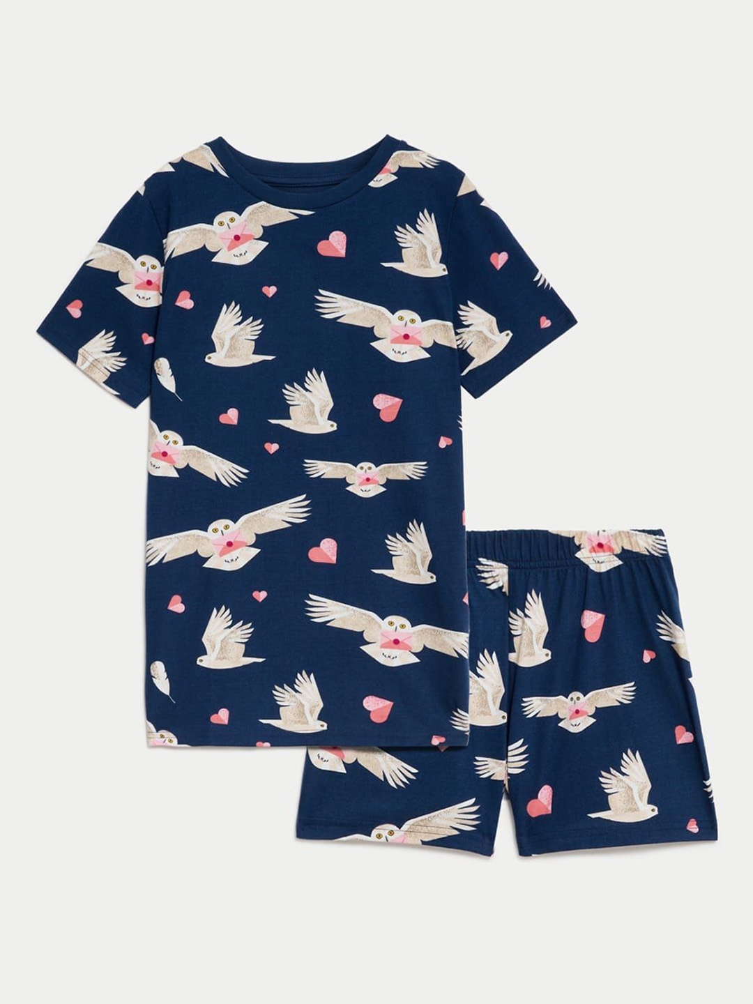 

Marks & Spencer Girls Pure Cotton Printed Night suit, Blue