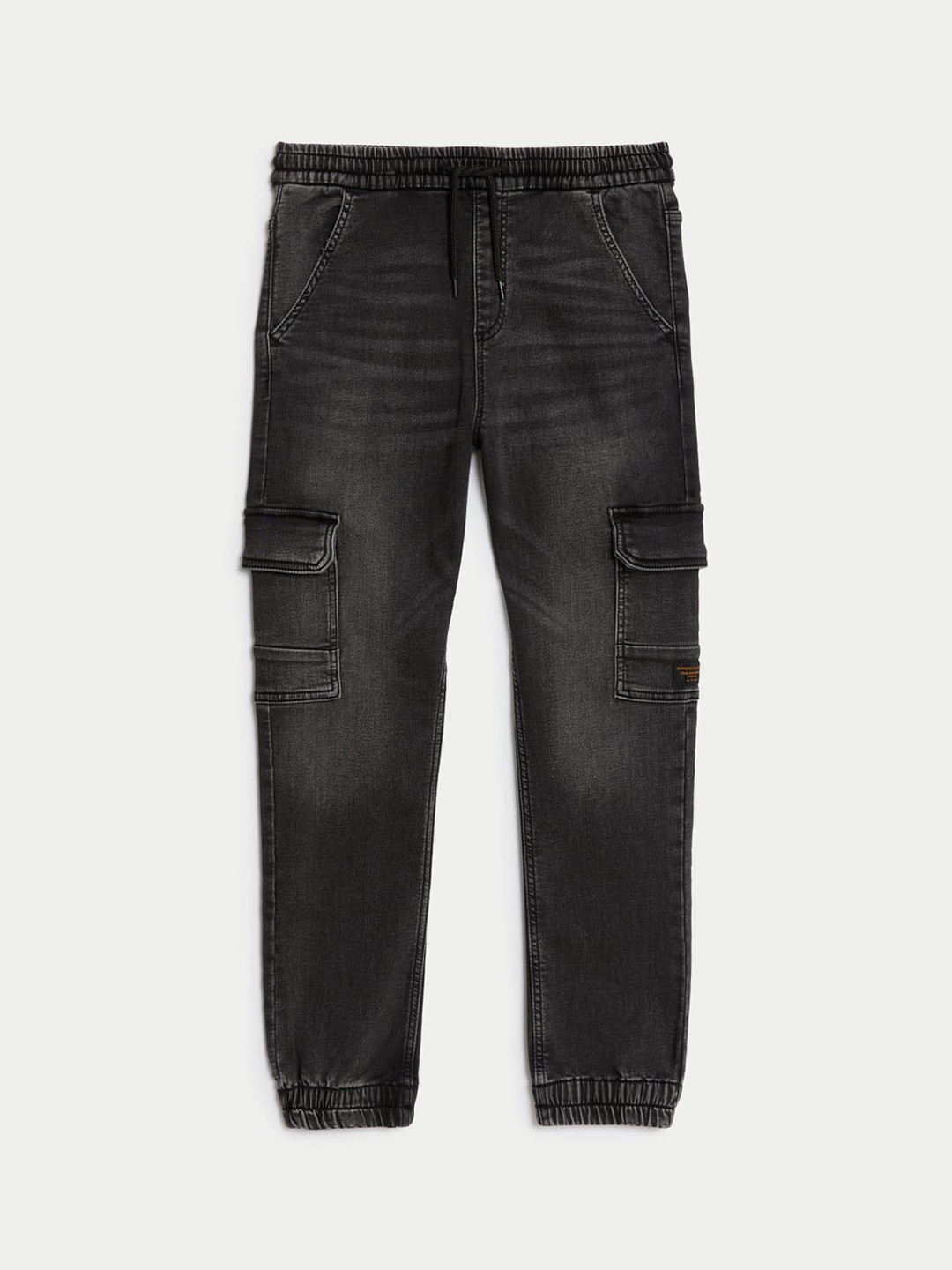 

Marks & Spencer Boys High-Rise Light Fade Cargo Jeans, Black