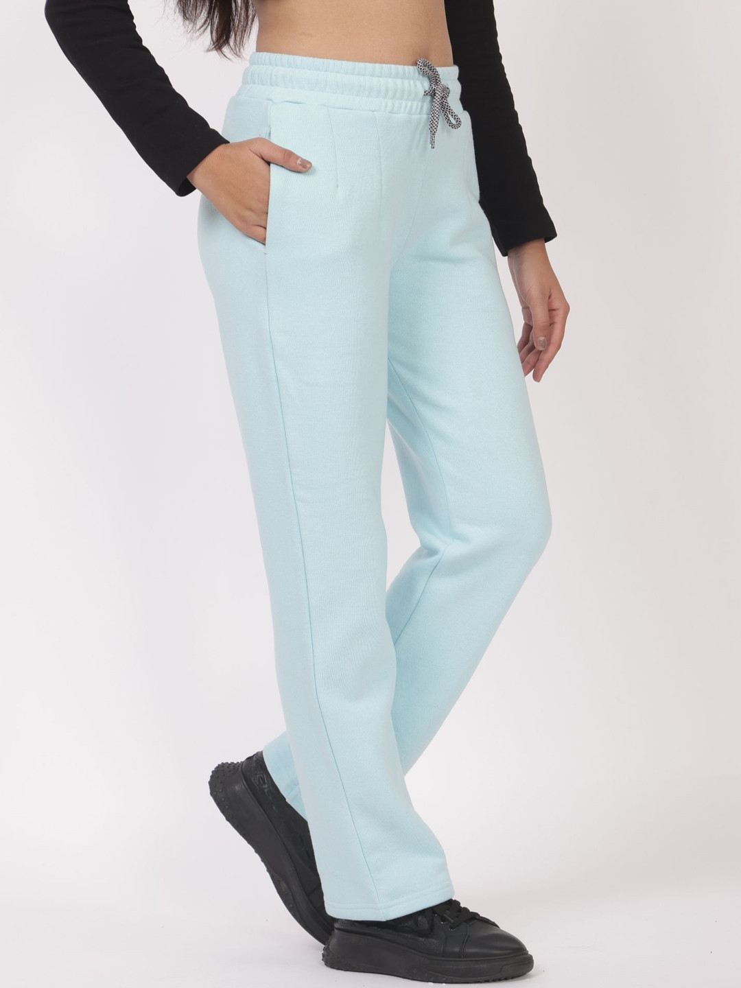 

Mlada Women Solid Straight-Fit Cotton Winter Track Pants, Blue