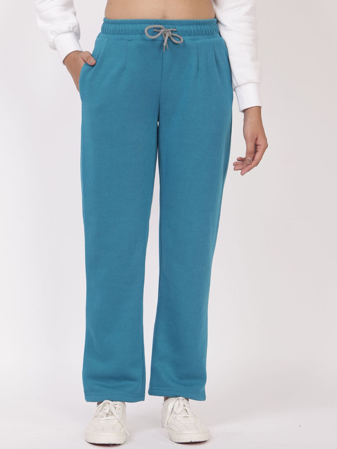 

Mlada Women Solid Straight-Fit Cotton Winter Track Pants, Blue