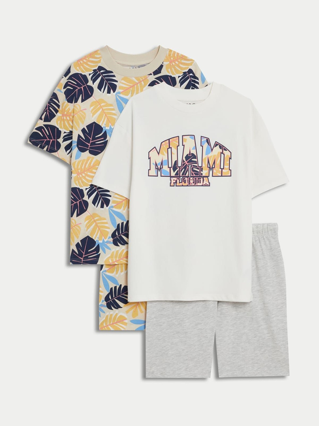 

Marks & Spencer Boys Pack Of 2 Printed Pure Cotton Night suit, Yellow