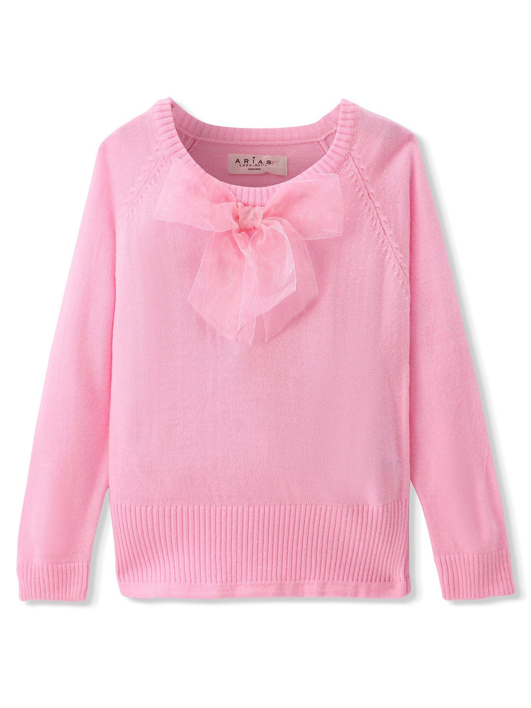 

ARIAS By LARA DUTTA Girls Bow Applique Pullover, Pink