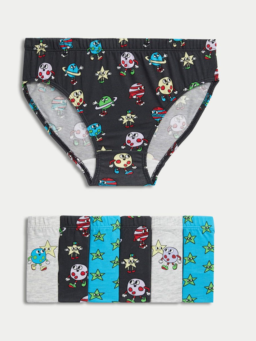 

Marks & Spencer Boys Pack Of 7 Printed Pure Cotton Basic Briefs T715795DMULTI, Black