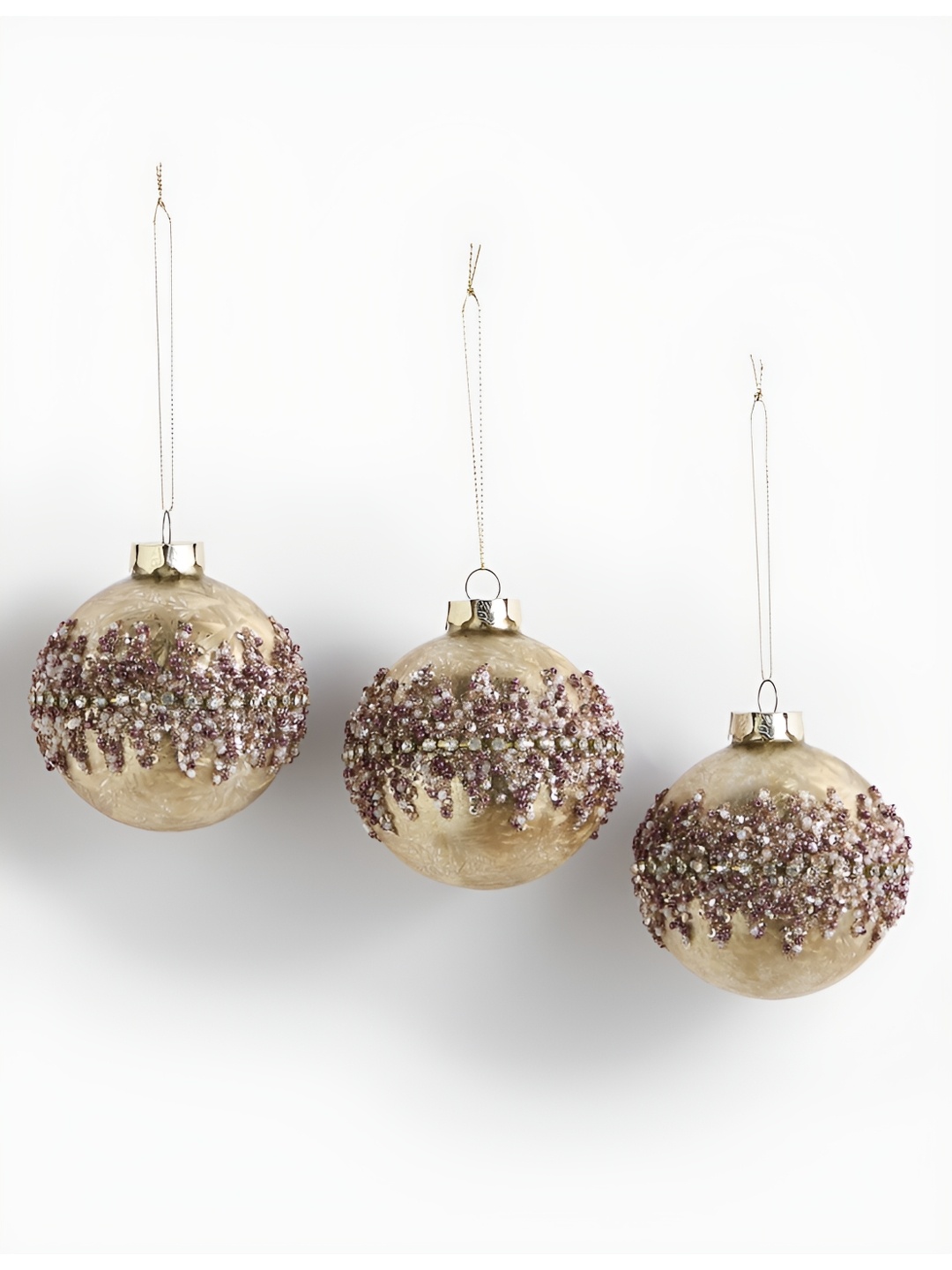 

Marks & Spencer Gold-Toned 3 Pieces Glass Jewelled Baubles