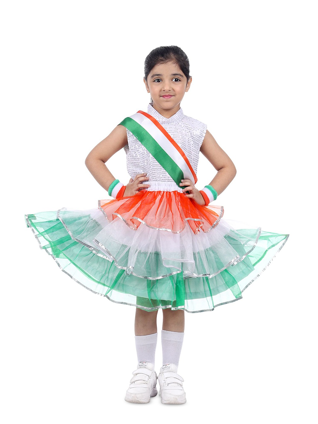 

itsmycostume Girls Striped Fit & Flare Dress, White