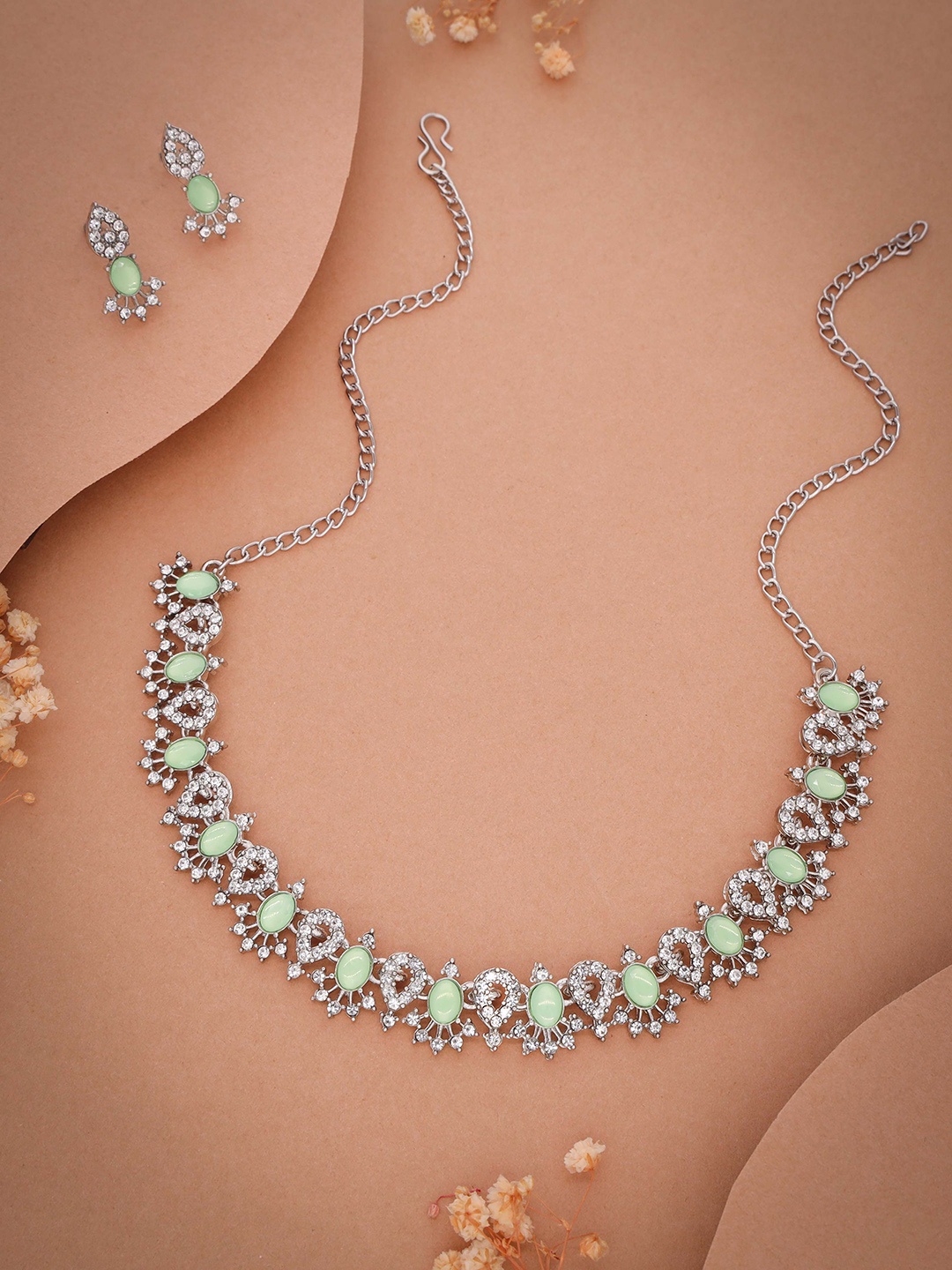 

Lyriss Silver-Plated Stone-Studded Jewellery Set