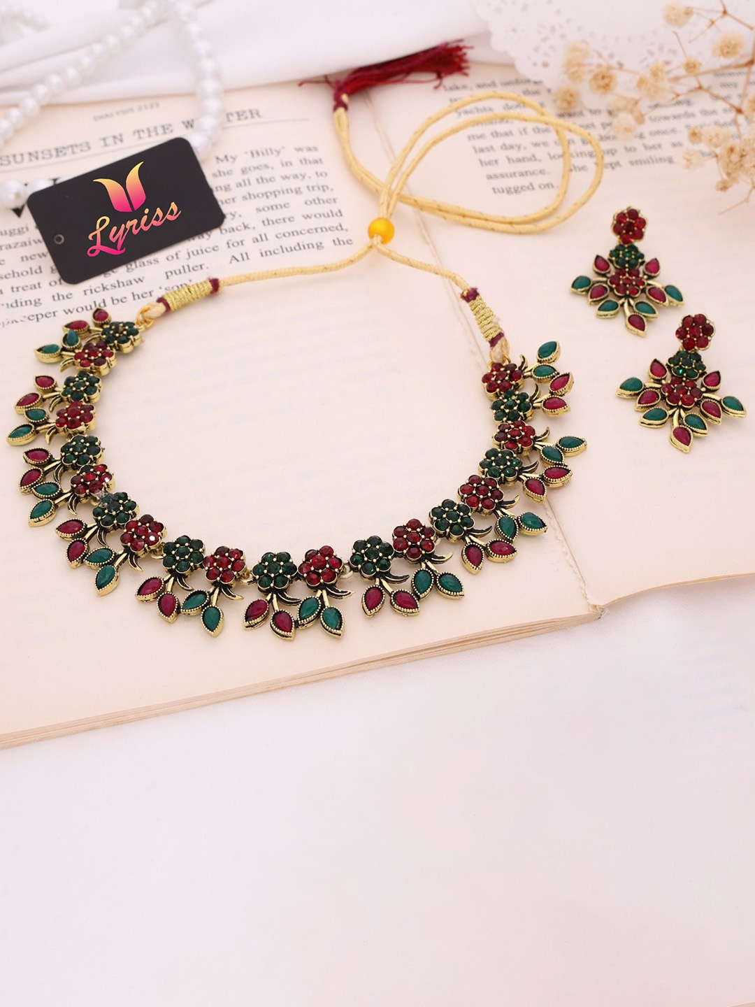 

Lyriss Gold-Plated Stone-Studded Jewellery Set