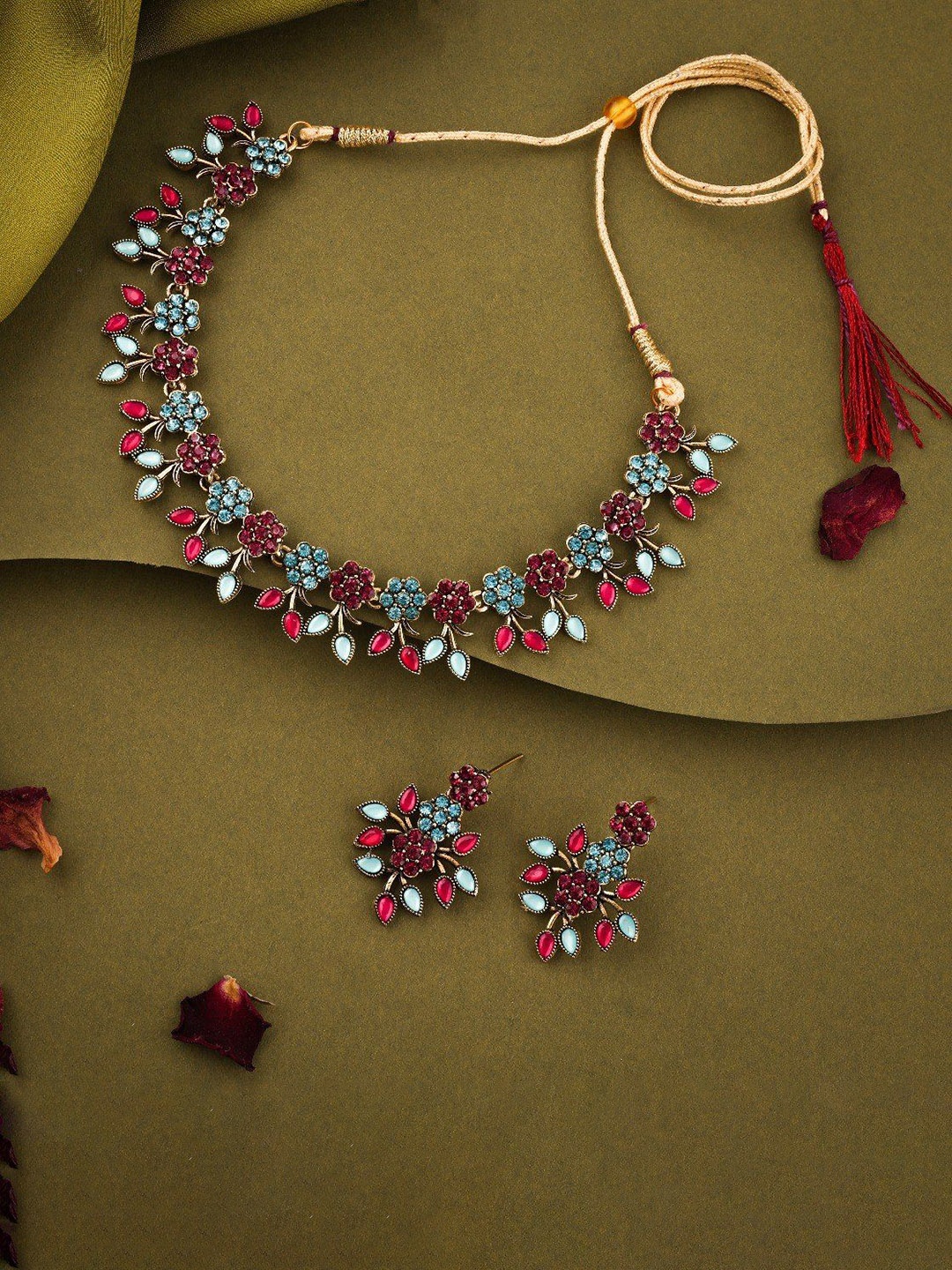 

Lyriss Gold-Plated Stone-Studded Jewellery Set