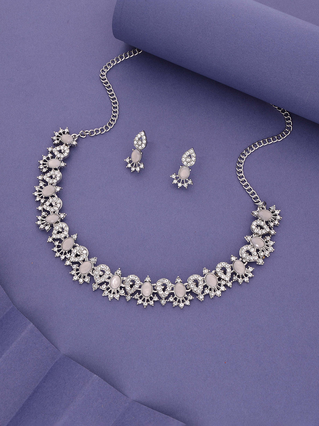 

Lyriss Silver-Plated Stone-Studded Jewellery Set