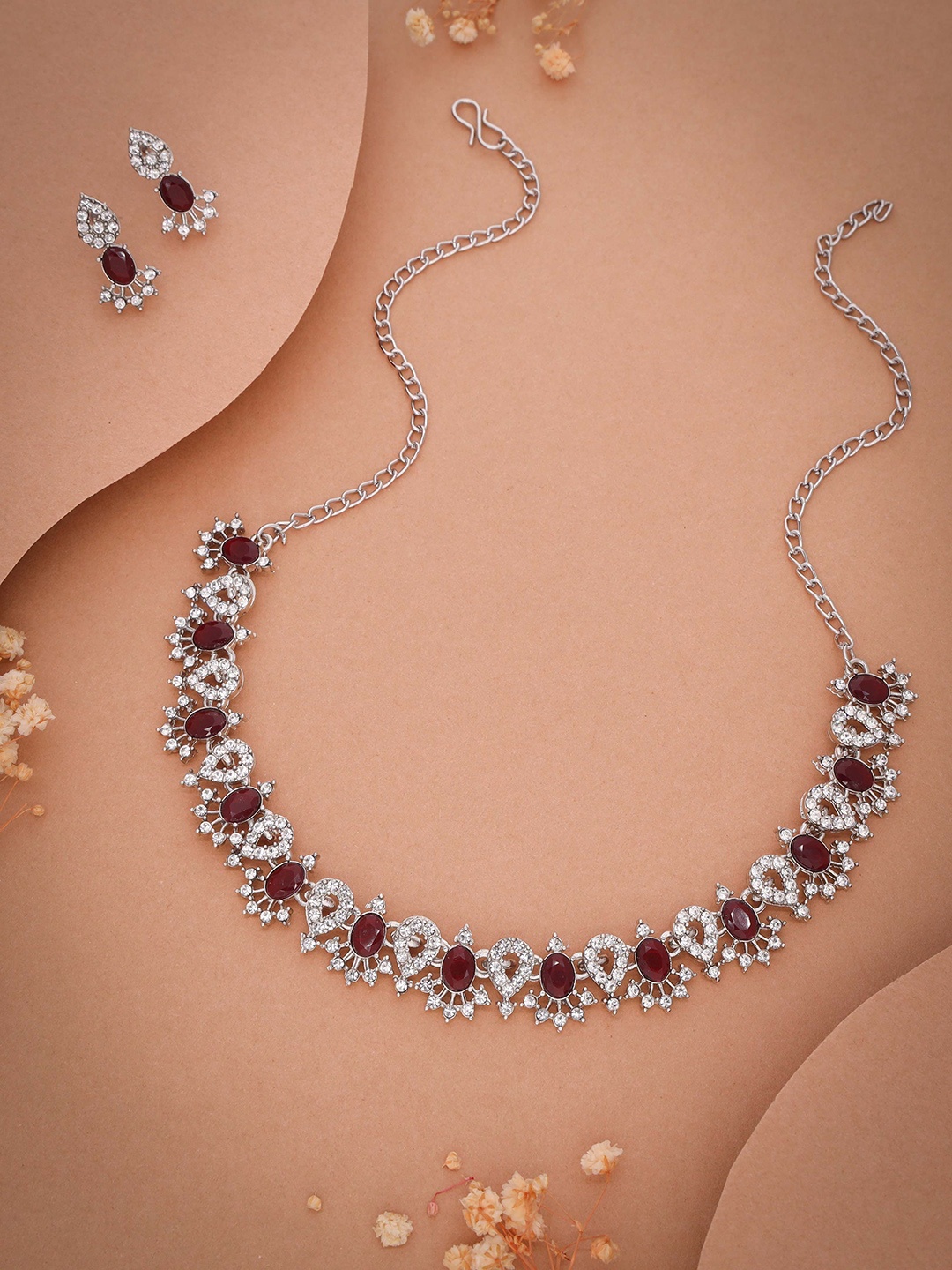 

Lyriss Silver-Plated Stone-Studded Jewellery Set