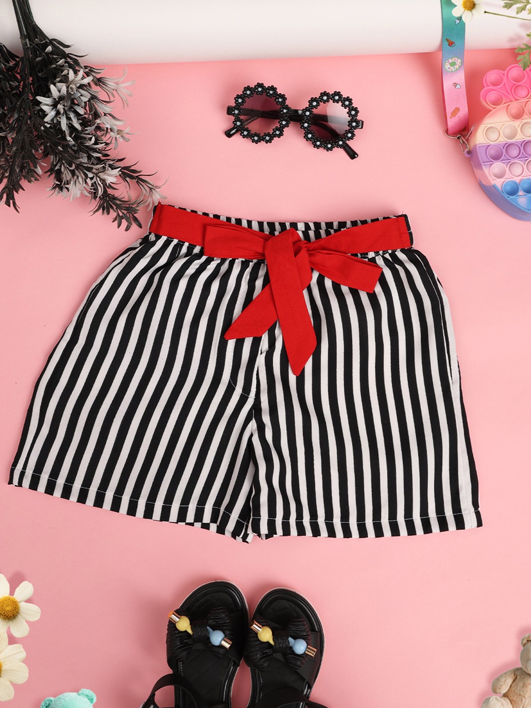 

Cutiekins Girls Striped Regular Fit Shorts, Off white