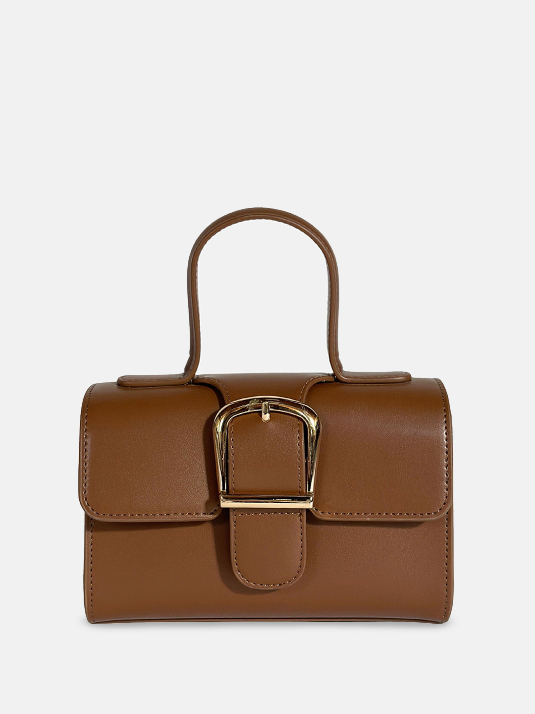 

LA ELLORE PU Structured Shoulder Bag, Brown