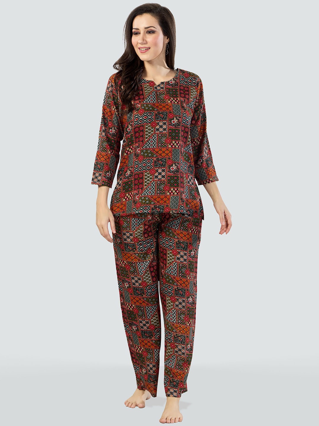 

Romaisa Women Printed Night suit, Green