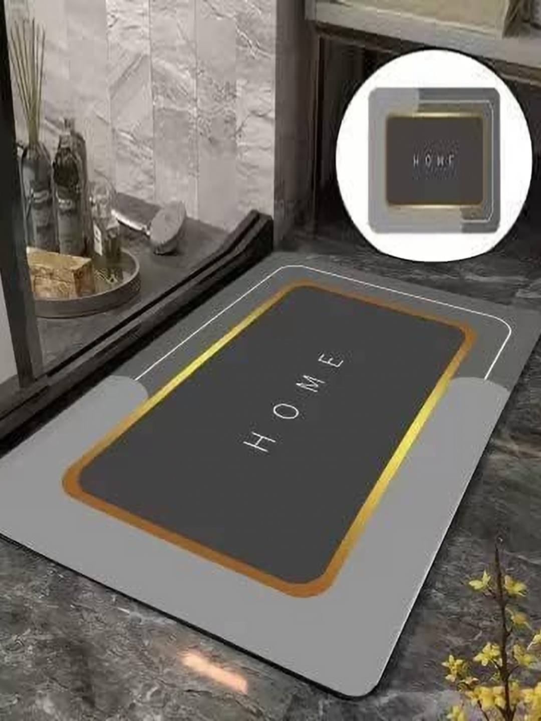

HomeCloud Black Non Slip Rubber Bathroom Mat