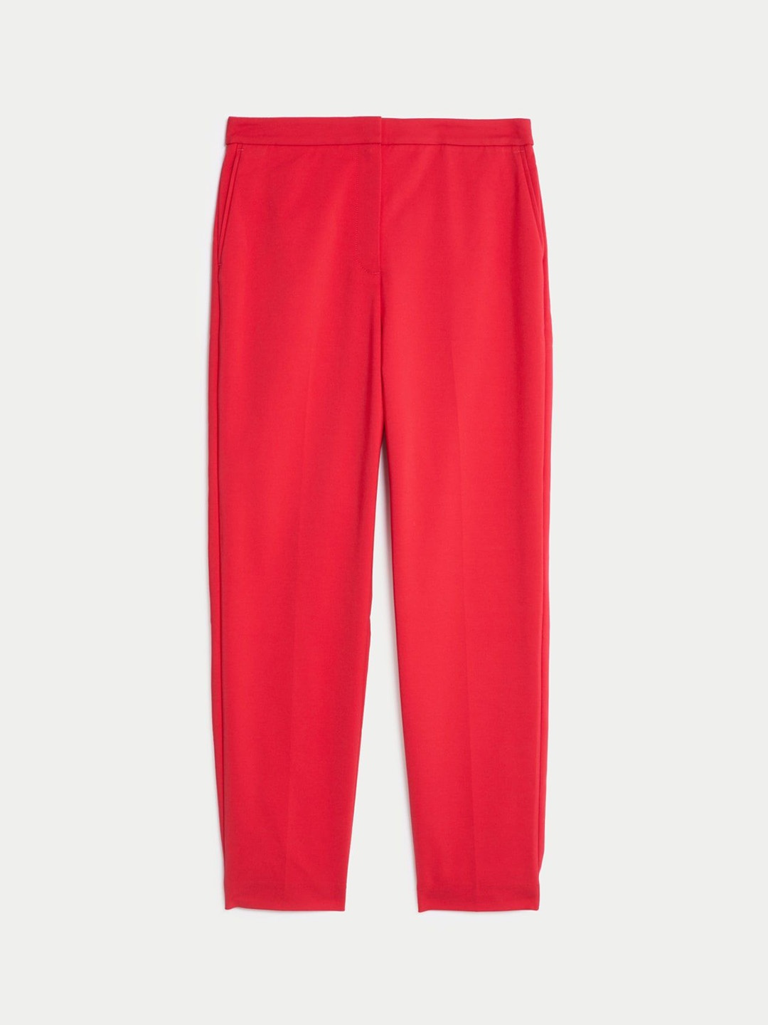 

Marks & Spencer Women Slim Fit High-Rise Cotton Trousers, Red