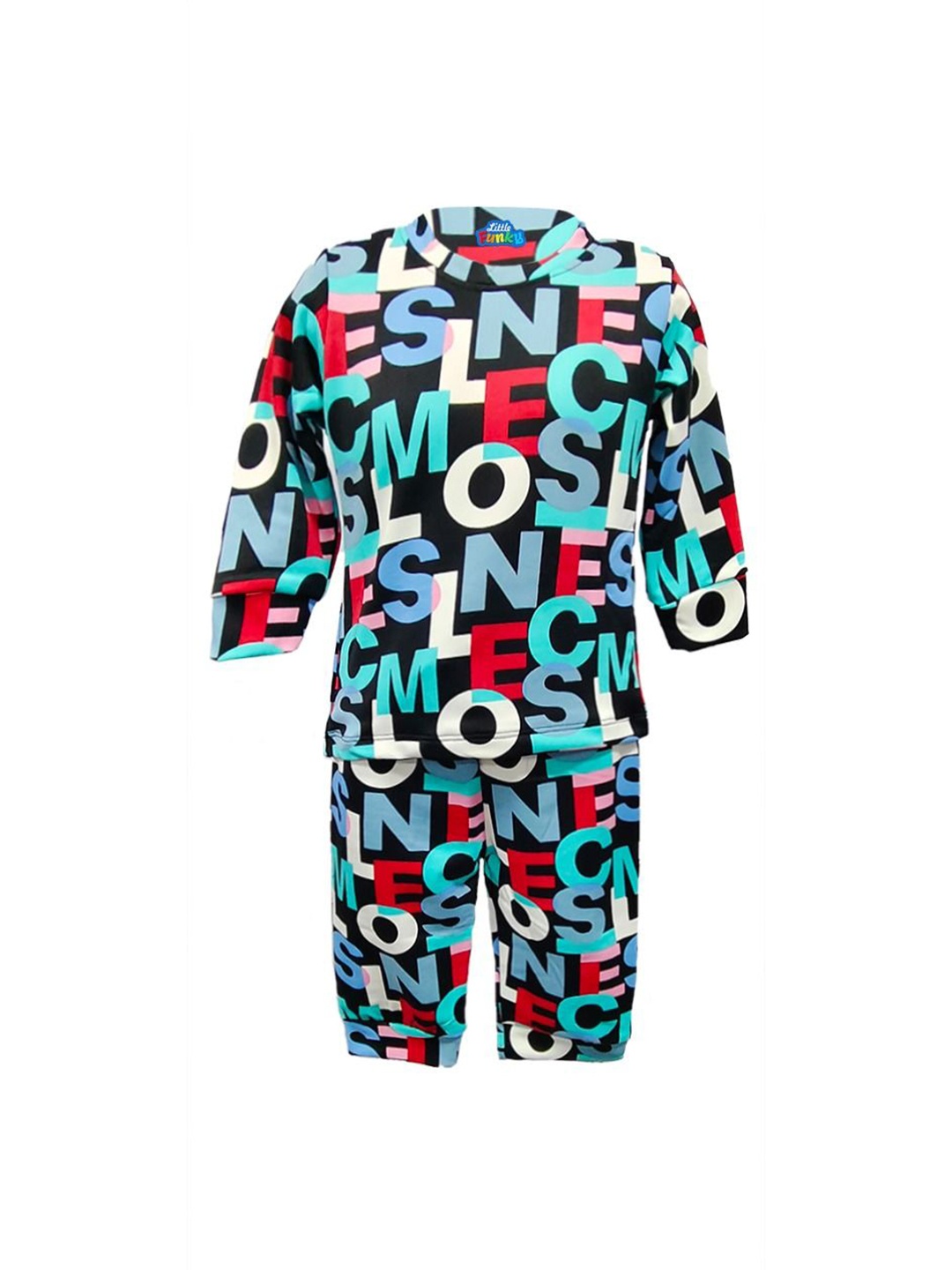 

BAESD Kids Printed Round Neck Sweatshirt With Joggers, Blue