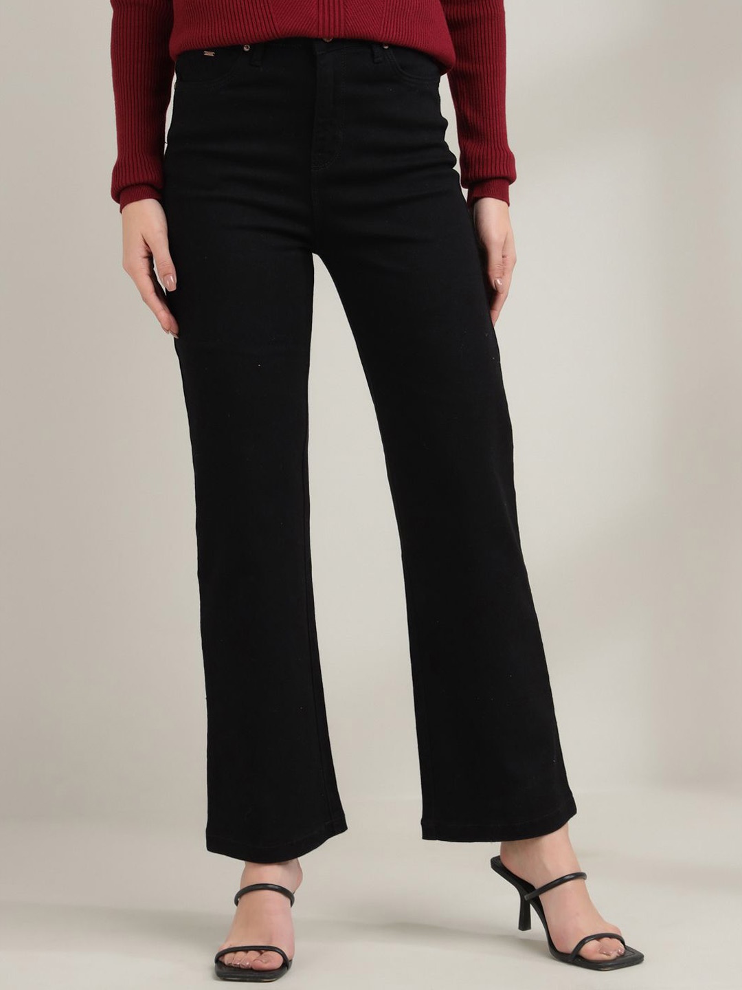 

Xpose Women Comfort Straight Fit High-Rise Stretchable Jeans, Black