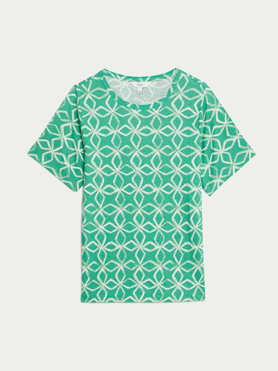 

Marks & Spencer Geometric Print Linen Top, White