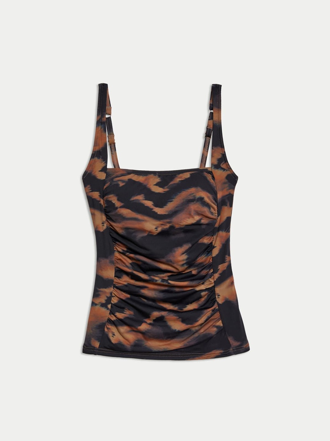 

Marks & Spencer 360 Tummy Control Printed Padded Shoulder Strap Neck Tankini Top, Brown