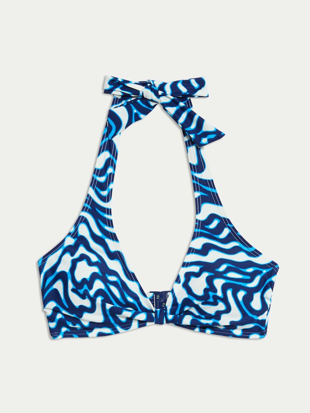 

Marks & Spencer Sun smart UPF 50+ Front Knot Halter Neck Plunge Bikini Top, Blue