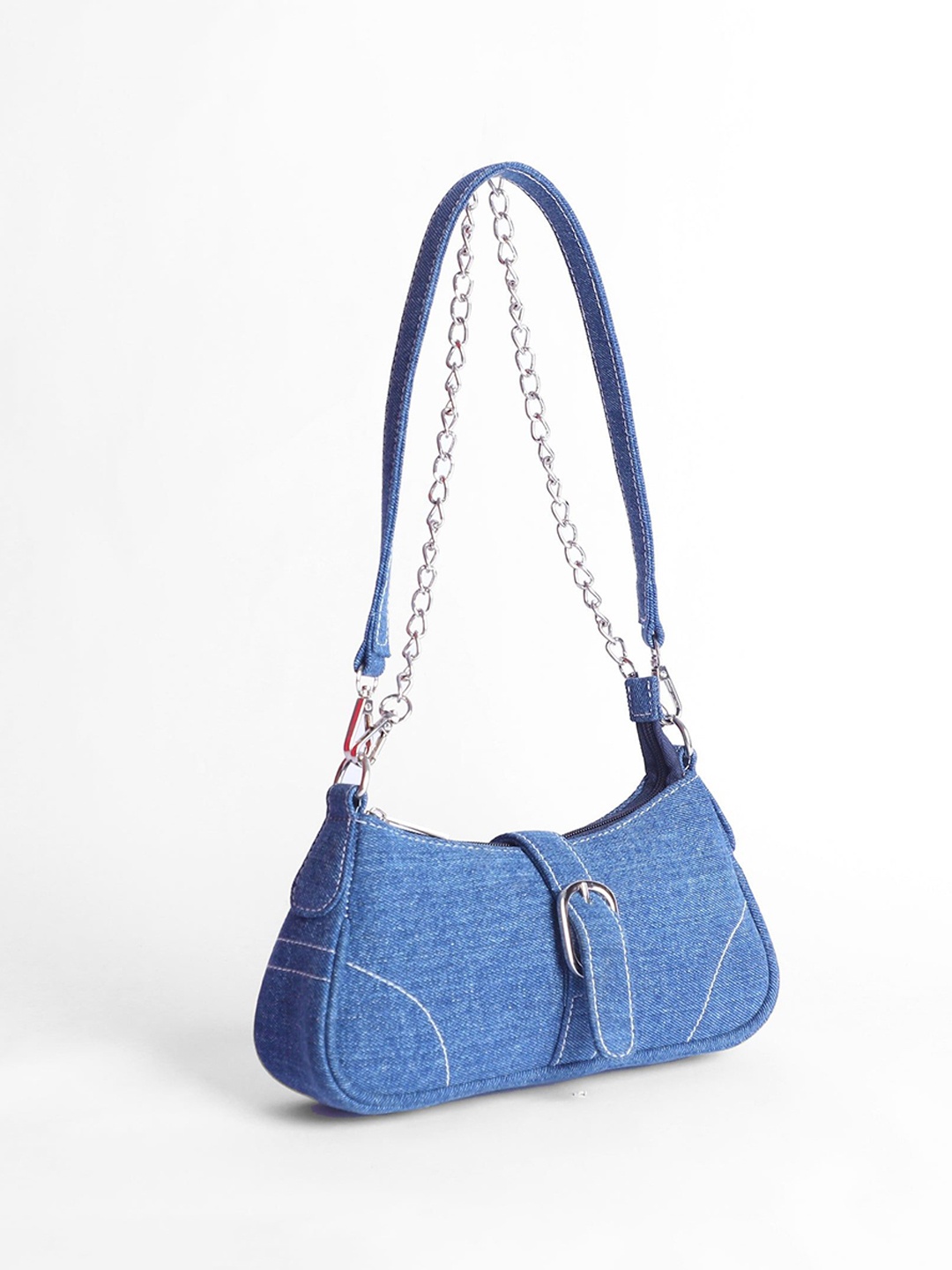 

LA ELLORE Women Solid Structured Leather Shoulder Bag, Blue
