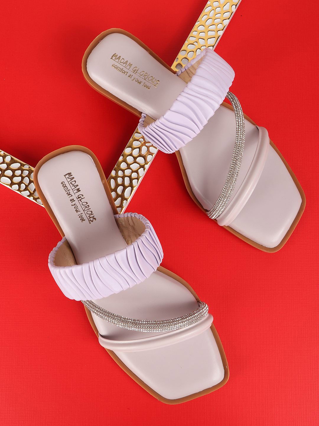 

madam glorious Women Embellished Open Toe Flats, Lavender