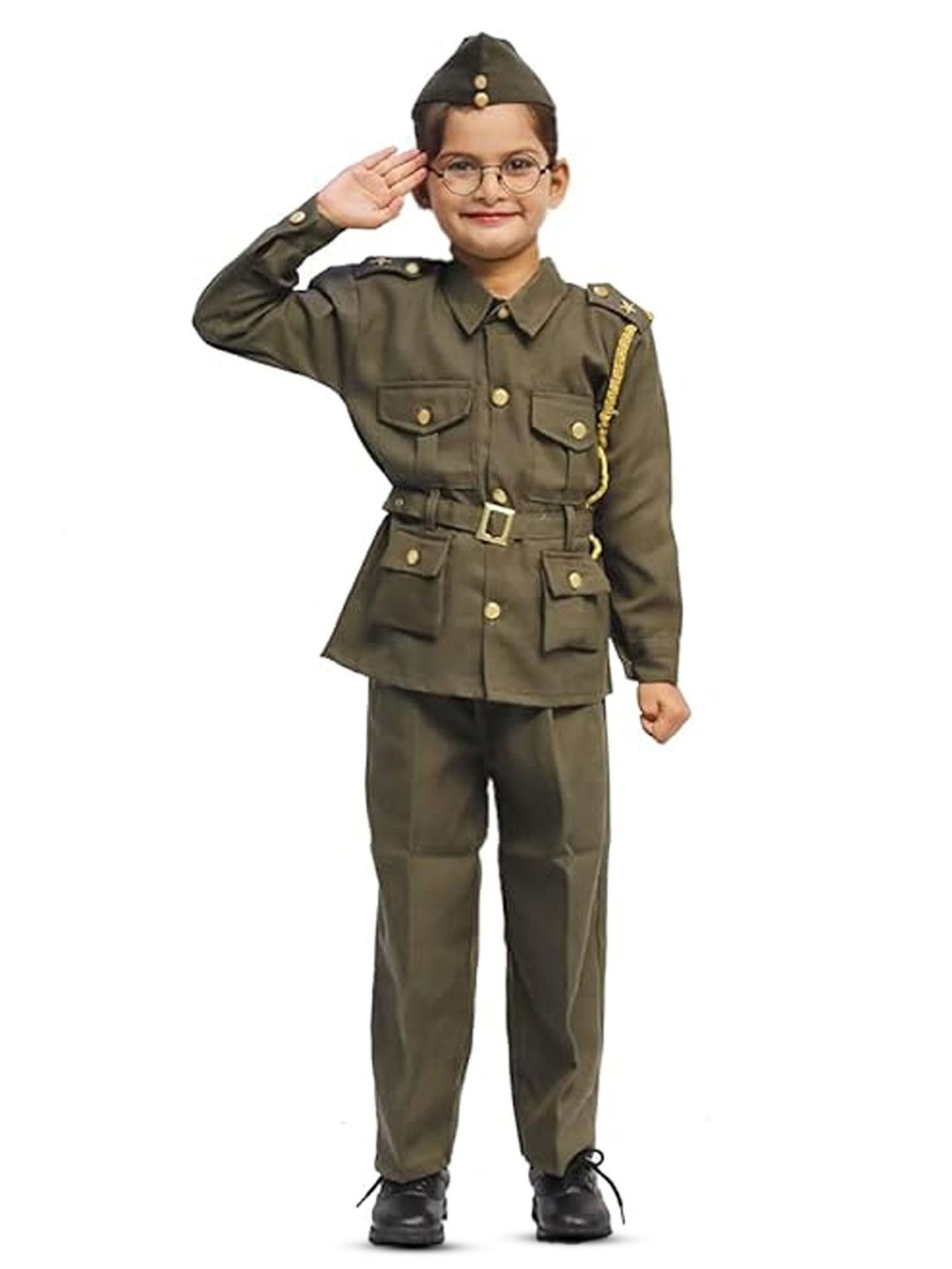 

itsmycostume Kids Shirt Collar Shirt With Trousers Shubash Chandra Costume, Khaki