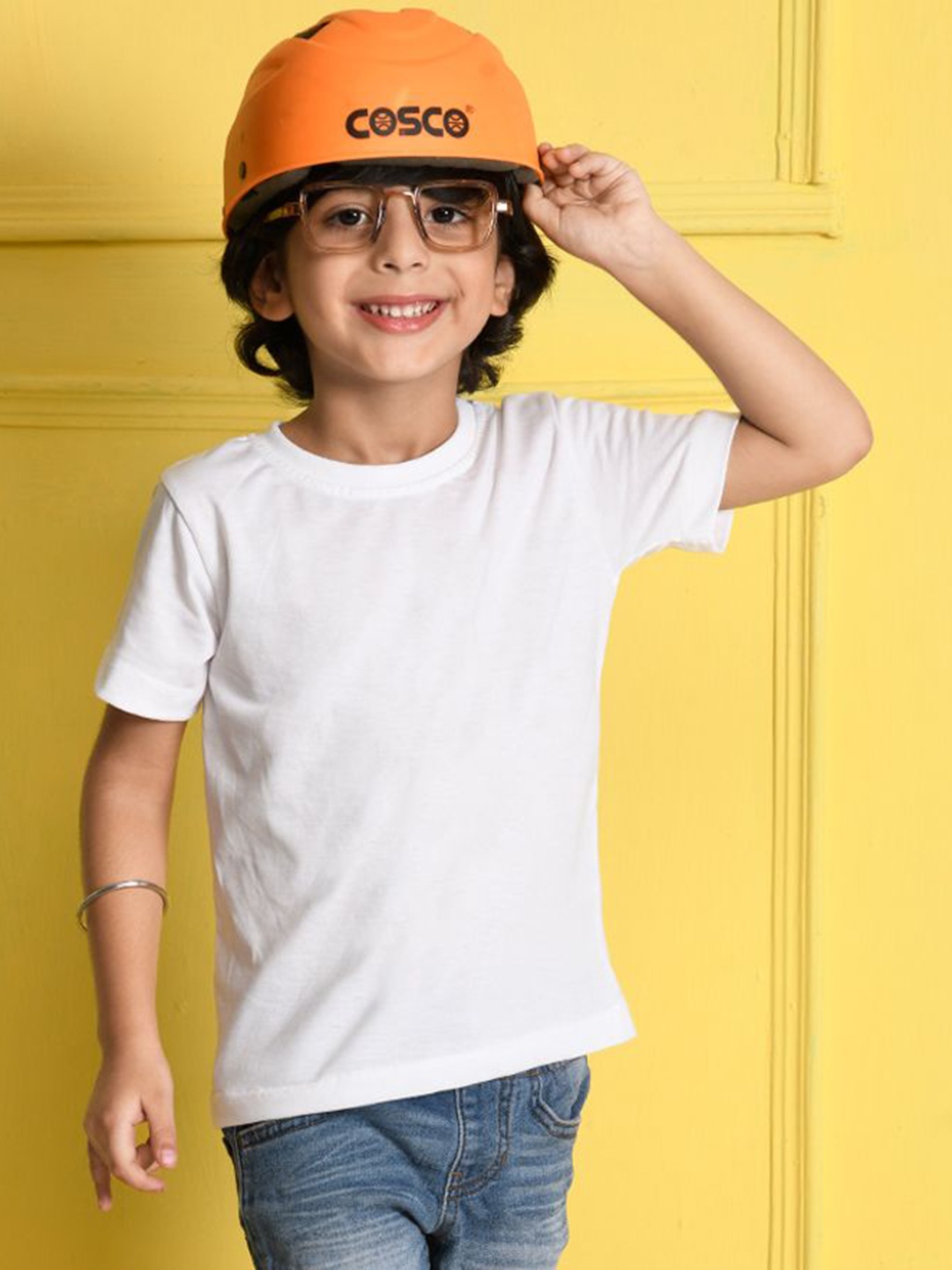

NUSYL Boys Pack of 2 Solid Round Neck Cotton T-Shirts, White