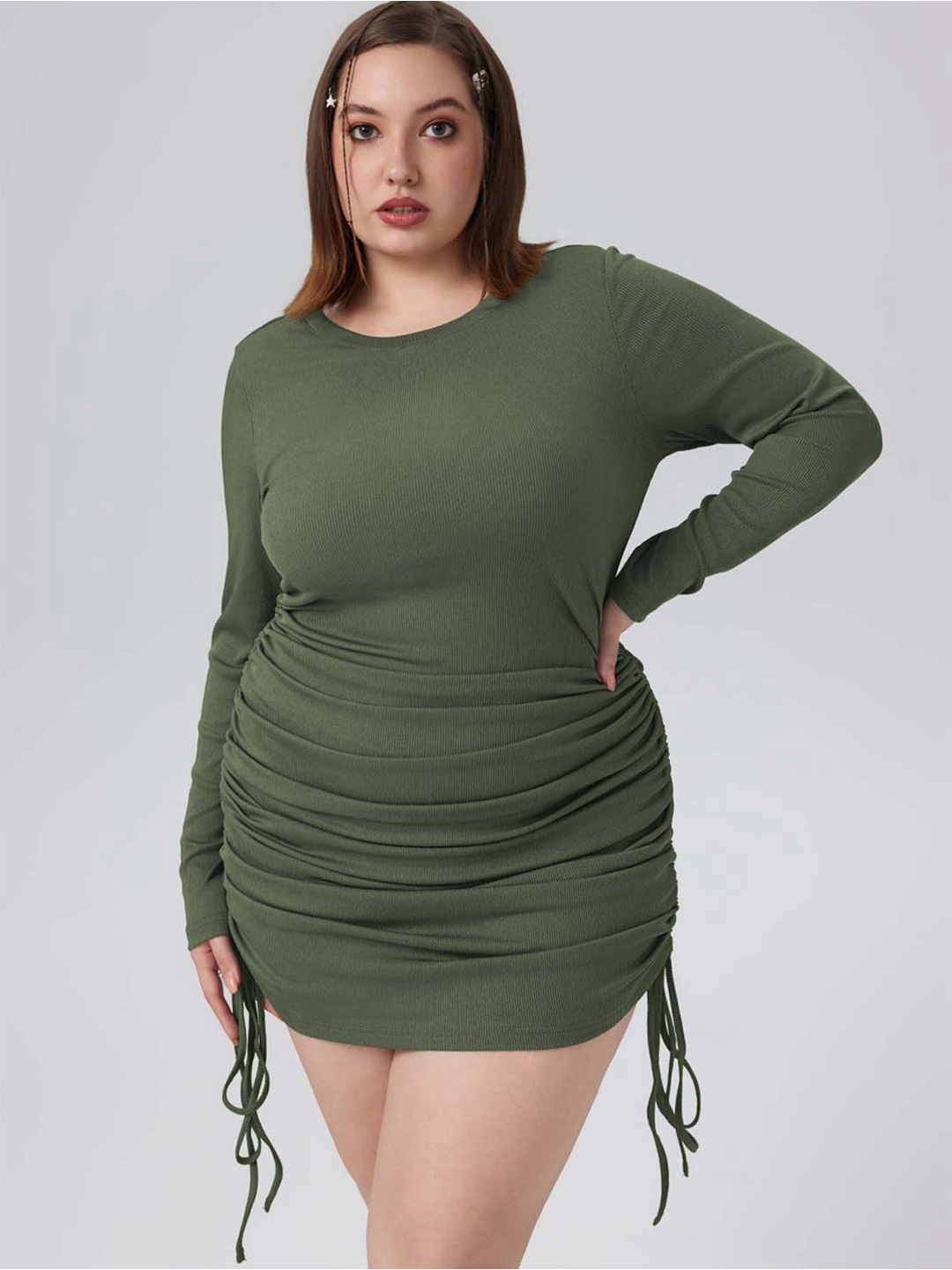 

DressBerry Curve Women Plus Size Bodycon Dress, Olive