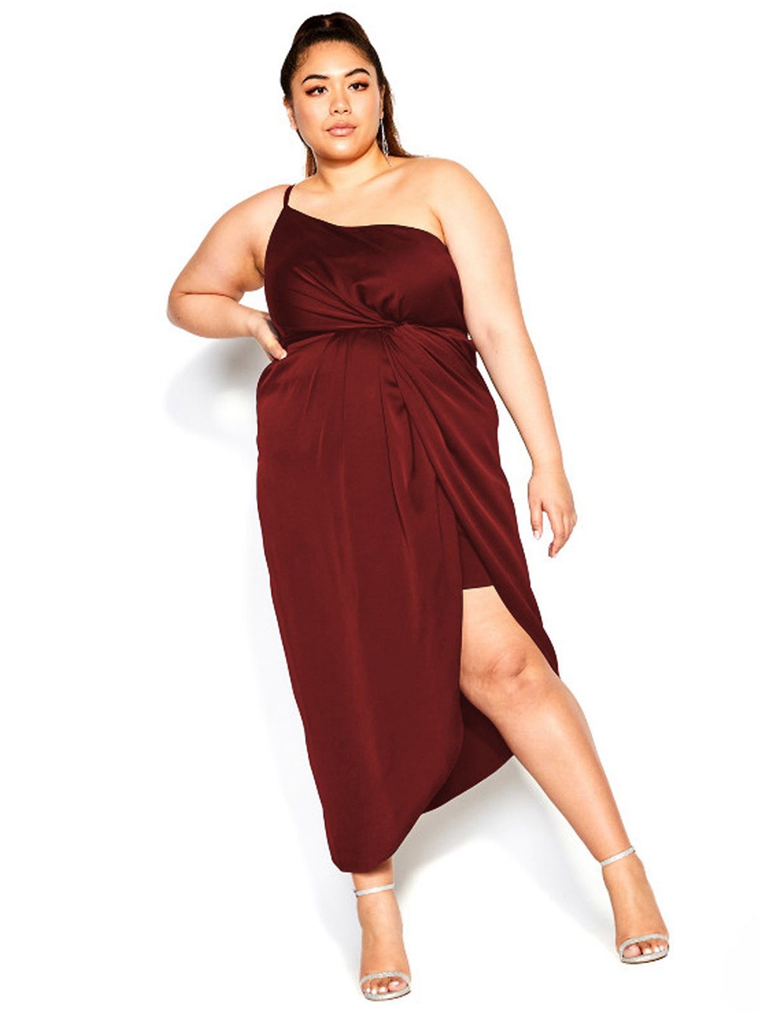 

DressBerry Curve Women Fit and Flare Midi Dress, Burgundy